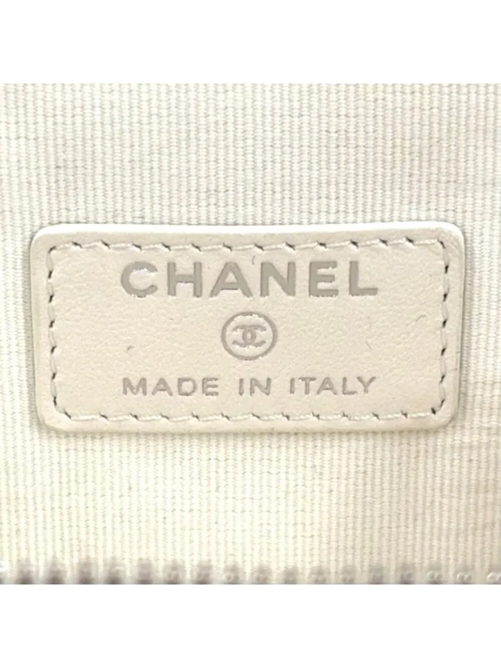Chanel Classic Small Vanity Caviar Leather White Chain Shoulder Bag Silver